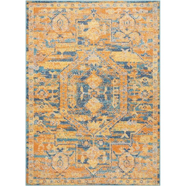 Palacedesigns 4 x 6 ft. Gold & Blue Antique Area Rug PA2627694 - main